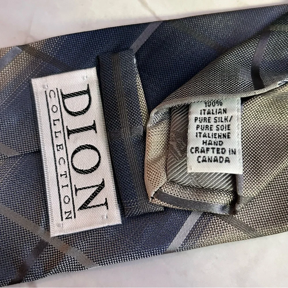 Dion Collection Blue and Gray Checkered Men's 58” Tie